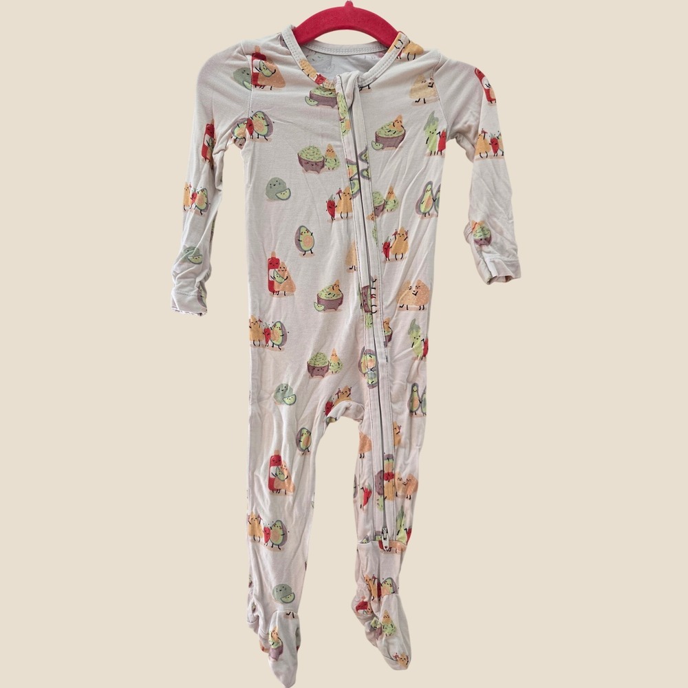 Tullabee Bamboo Viscose Footie Sleeper Taco Avocado Print 3-6M Pajamas